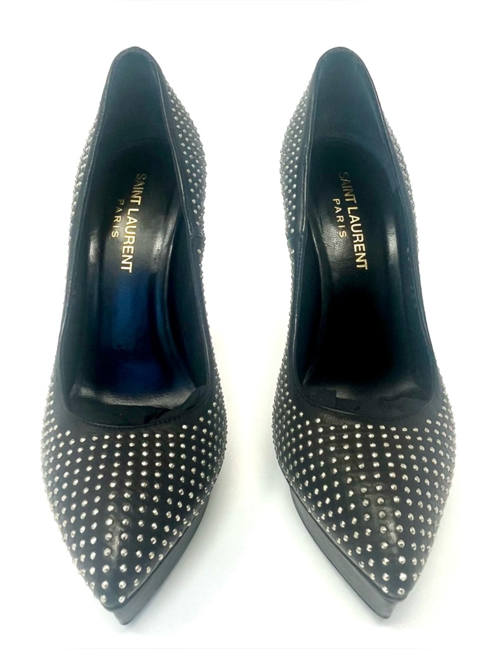 Saint Laurent YSL Janis Black Leather Studded Pumps EU 36.5 / US 6.5 w/Box - Picture 2 of 15